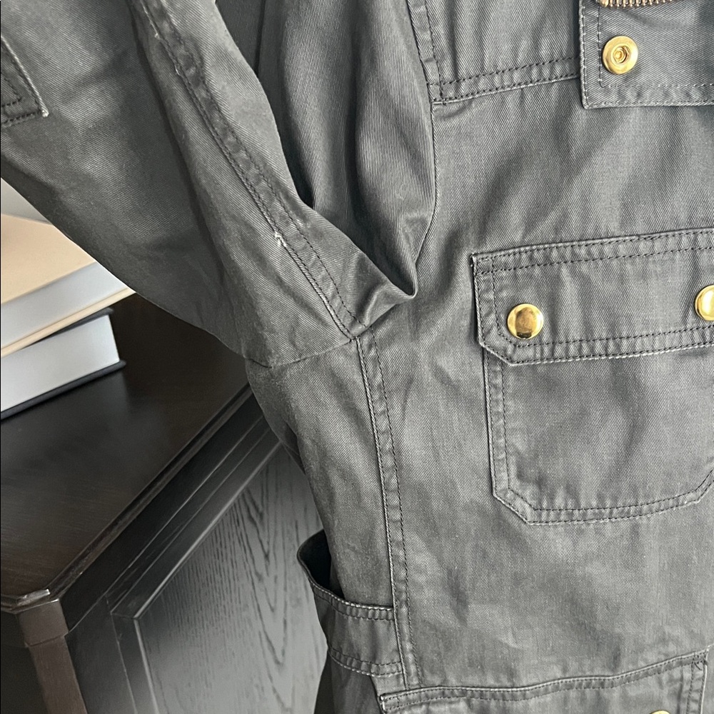 J.Crew Olive Women’s Relaxed Boyfriend Field Shirt with Gold Detail| Size L - Picture 4 of 7